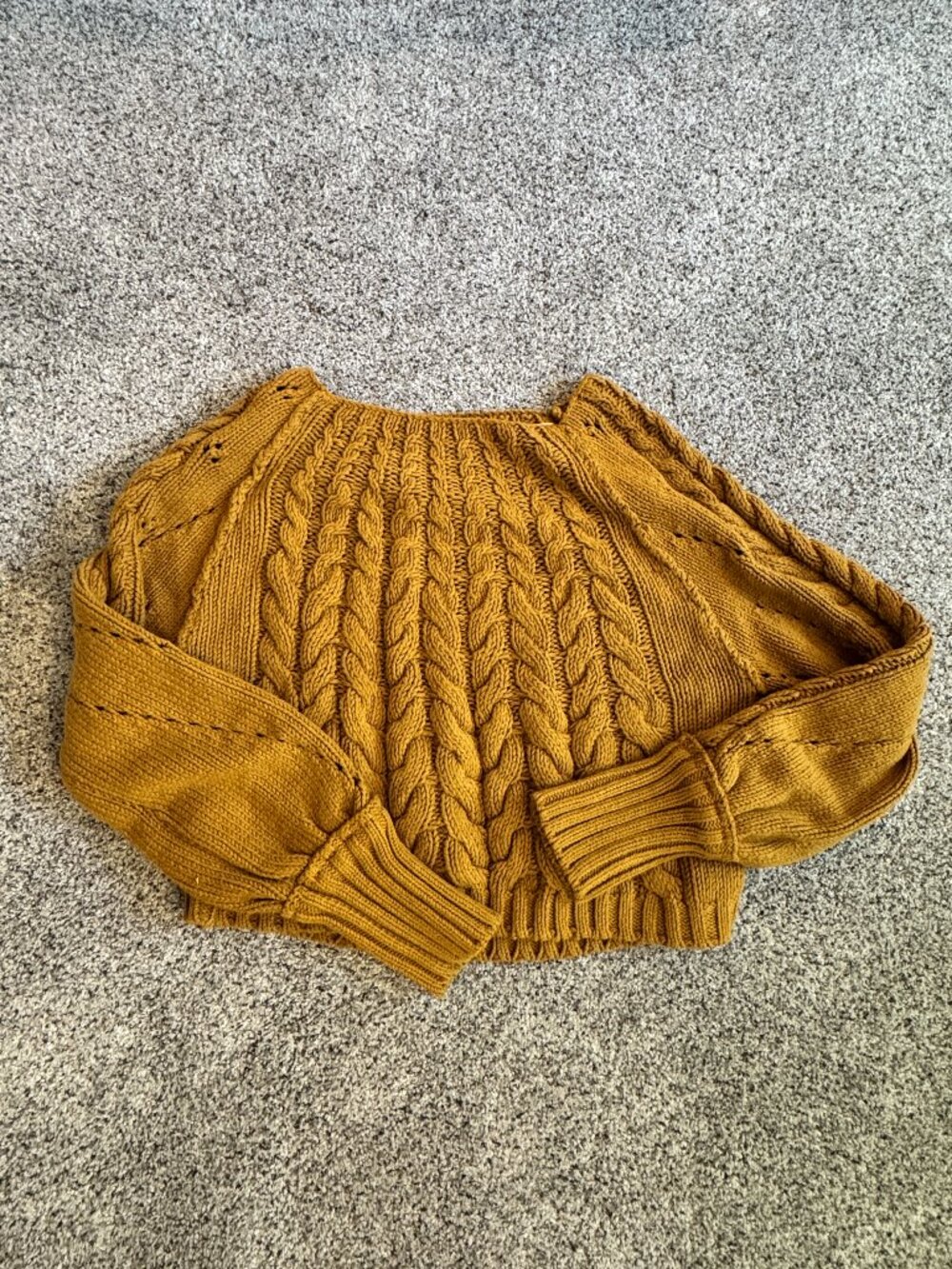 Free People Ochre Cable Knit Pullover Sweater Oversized Size M